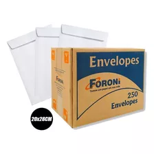 250 Envelope Saco Branco Meio A4 200x280mm 90g Foroni Cor Branco