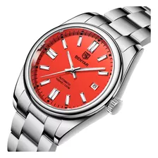 Reloj Mecánico Automático Impermeable Benyar Para Hombre Color Del Fondo Rojo