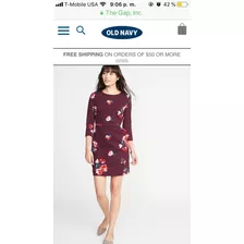 Old Navy Vestido Recto Floreado Talla L Importado Tela Grues