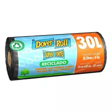 Saco De Lixo Preto Reciclado Dover Roll 30l 20 Unidades