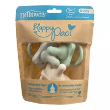 Chupones Chupetes Dr Browns Happypaci 0 -6 Meses 3 Pack Color Verde