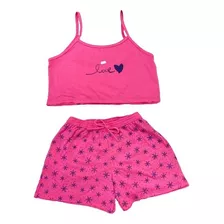 Pijama Baby Doll Cropped Rosa Love