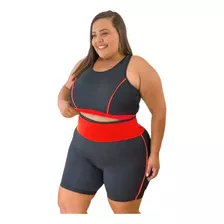 Roupa De Academia Plus Size Fitness Conjunto Top + Short