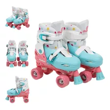 Patins Quad Roller Skate Ajustável Infantil Menina 4 Rodas