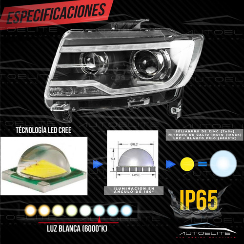 Faros Led Jeep Compass Gran Cherokee Lupas Xenon Luz De Dia Foto 2