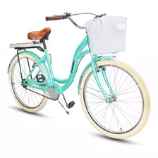 Bicicleta R26 Vintage Crusier Incluye Accesorios Color Celeste/aqua