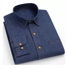 Camisa Masculina De Algodão Western Denim Work Shirt Ch