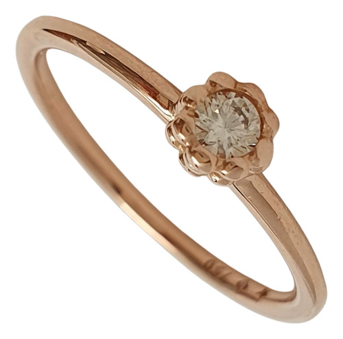 Anel Hstern Solitário My Colletion Ouro Rosé Diamante Cognac Rosa 11