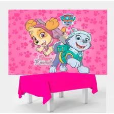 Kit Festa Patrulha Canina Decoração Painel Gg +toalha Rosa