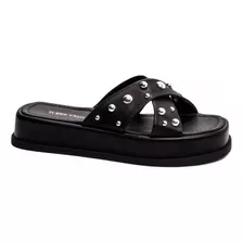 Sandalia Plataforma Flat Feminina Divina Preto