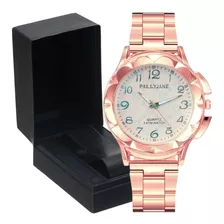 Relógio Feminino Analógico Estiloso Elegante + Caixa Luxo