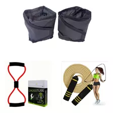 Kit Treino Completo Caneleira 3kg + Elástico + Corda