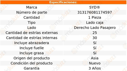 Homocintica Lado Caja 25/30 Pasajero Honda Civic 92/00 Syd Foto 2