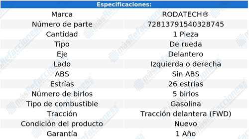 Maza Rueda Delantera Izq/der S/abs Taurus V6 3.4l Fwd 96-99 Foto 6