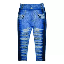 Calça Legging Infantil Imita Jeans Modinha Diva Azul