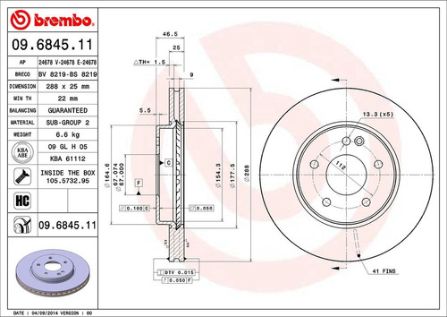 Disco Brembo Mercedes-benz Clk C208 200 Kompressor 2001 D P Foto 2