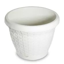 Maceta Macetero Plastica Turquia Rattan Marfil Mate 20 Cm