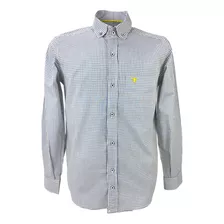 Camisa Masculina Laço Forte Manga Longa Azul E Amarelo 3161