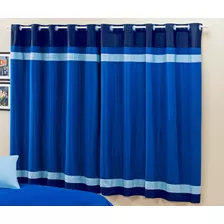 Cortina Para Quarto De Menino Azul Stylo 2 Metros Solteiro