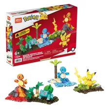 4 Pokémon Pikachu Charmander Squirtle Bulbasaur 130 Pçs Mega