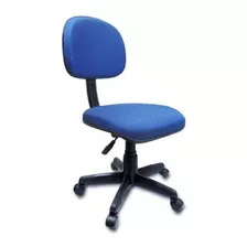 Cadeira Secretaria Giratória Tecido Azul Com R/ Altura 