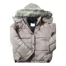 Campera Negra Metalizada Mujer Puffer Invierno Capucha Moda