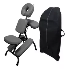 Kit Cadeira Quick Massage Legno Dobrável Shiatsu Black Bolsa Cor Cinza