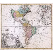 Mapa Antiguo América Lámina Papel Fotograf - 120 X 105 Cm
