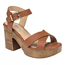 Sandalia Tacón Mujer Giselle Camel 094-494