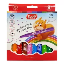 Marcadores Gruesos Lavables Trabi X 10 Colores