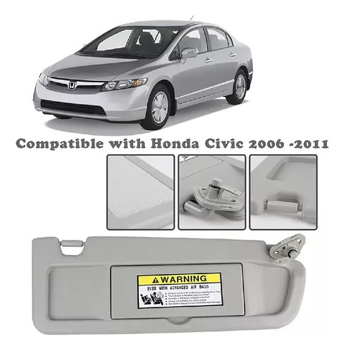 Par De Viseras De Color Gris Claro Para Honda Civic 2006-201 Foto 5