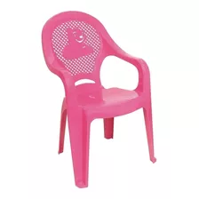 Cadeira De Plastico Infantil Poltrona Antares Rosa Kit 12