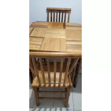 Comedor Pequeño De Bambú Artesanal De 4 Sillas