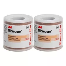 Fita Micropore 5cm X 10m 3m Bege Kit Com 02 Rolos Suave Pele