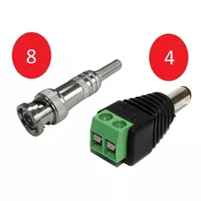 Conectores P4 Macho E Bnc Com Mola Para Kit Cftv 4 Câmeras