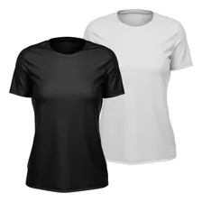 Kit 2 Camisetas Feminina Dry Manga Curta Proteção Uv Slim