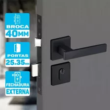 Fechadura Pado Concept Preta 408 40ce Roseta Quadrada Cor Preto