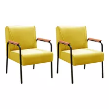 Kit Cadeiras Poltronas Decorativas Jade Braços Fixo