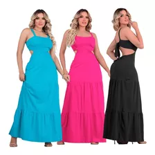 Kit 3 Vestido Feminino De Verão Alcinha Abertura Nas Costas