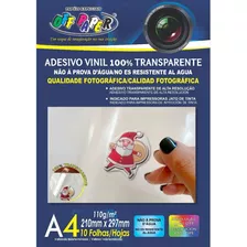 Adesivo Vinil A4 100% Transparente Impressora Jato De Tinta