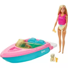 Brinquedo Lancha Barbie Barco Com Boneca 35cm Grg30 Mattel