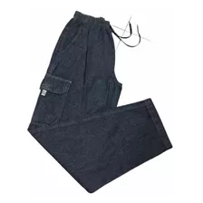 Calça Jeans Cargo Bolsos Laterais Para Masculina E Feminina