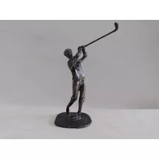 Escultura Figura Jugador De Golf Haciendo Un Golpe De Metal