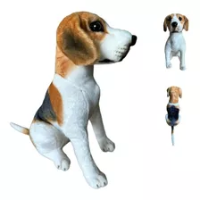 Cachorro Pelúcia Beagle 30cm Realista Filhote Sentado.