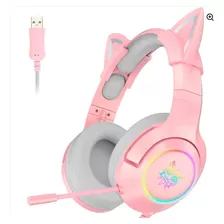 Auriculares Audífono Gamer Onikuma K9 Rosado Pink Orejas Gat