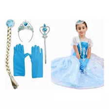 Fantasia Vestido Infantil Luxo Elsa Frozen Capa E Acessórios