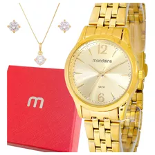 Relógio Mondaine Feminino Dourado Original Luxo Prova Dágua