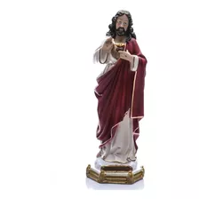 Imagem Sagrado Coração De Jesus 30cm Gesso C/ Pó De Mármore