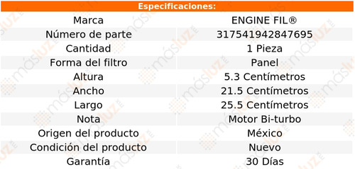 1- Filtro De Aire Audi S4 2.7l 6 Cil 2000/2002 Engine Fil Foto 2