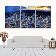 Quadros Decorativo Cidade Anoitecer Evolução 120x60 Lindo 